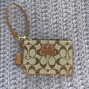 Coach two toned brown wristlet